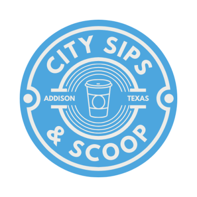 City sips & scoop logo on a blue circle.