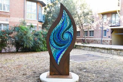 metal and glass art sculpture