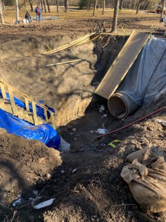 construction work to repair pipe