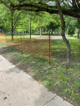 temporary fencing along trail