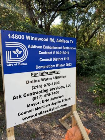 Dallas Water Utilities Project sign