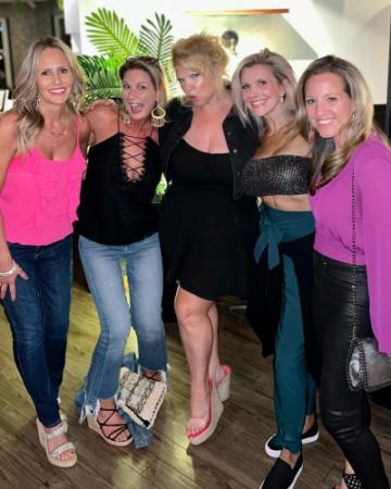 5 ladies at TK's comedy in pink