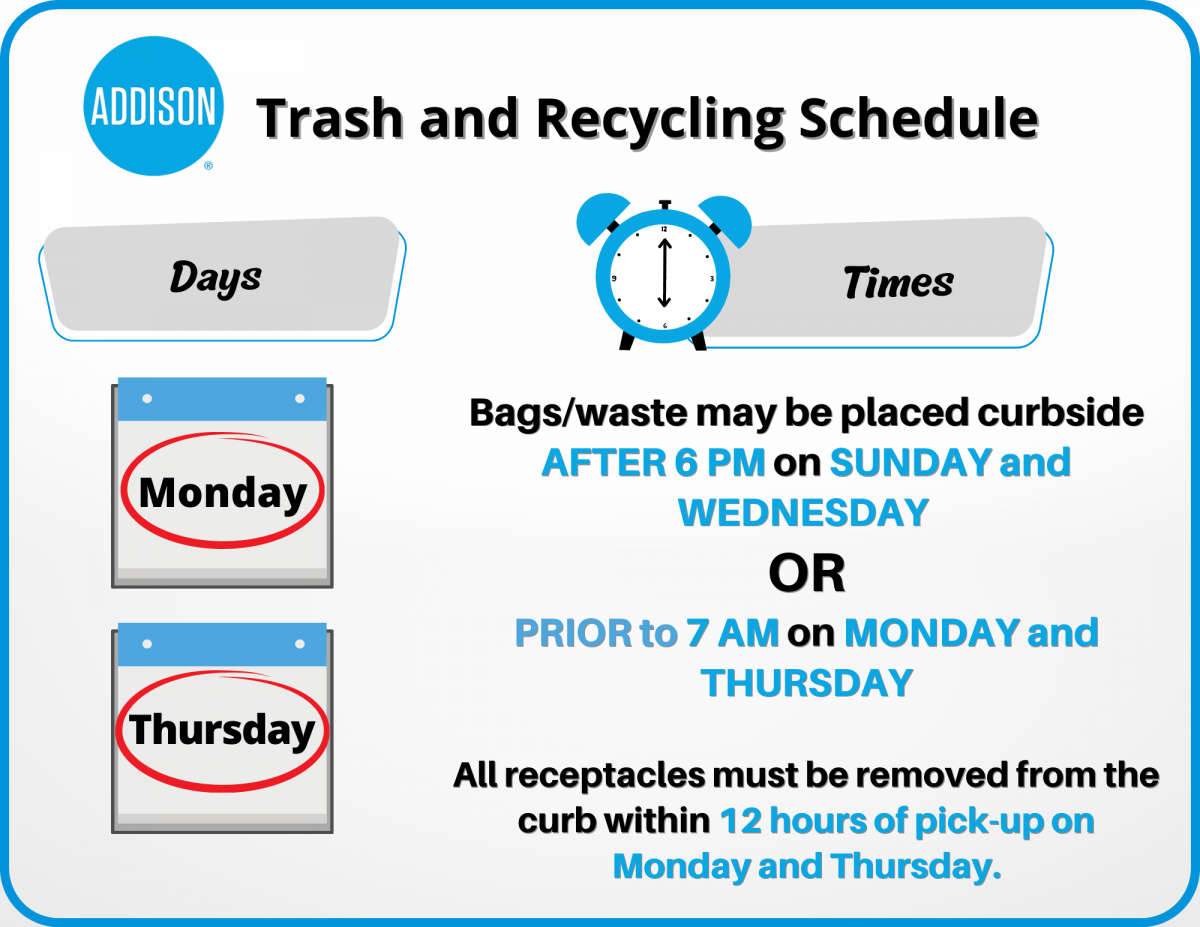 Trash and Recycling schedule graphic