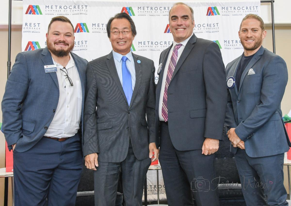 Mayors Chow, Babick and Dye with Metrocrest Chamber CEO Hayden Austin