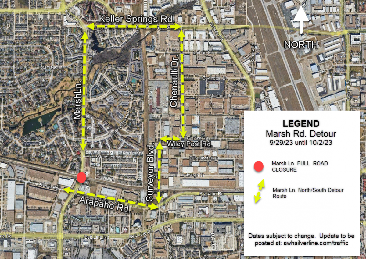 Marsh Lane Closure detour map